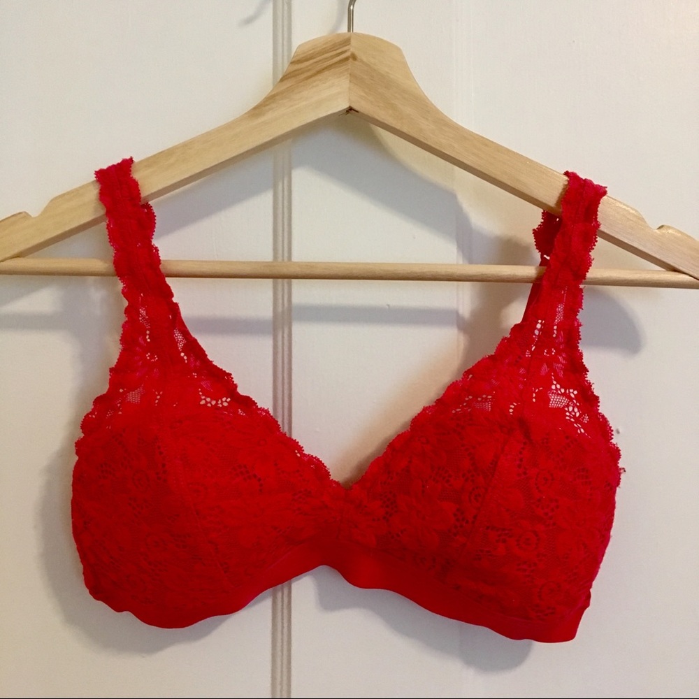 Aerie Red Lace, Lined Bralette